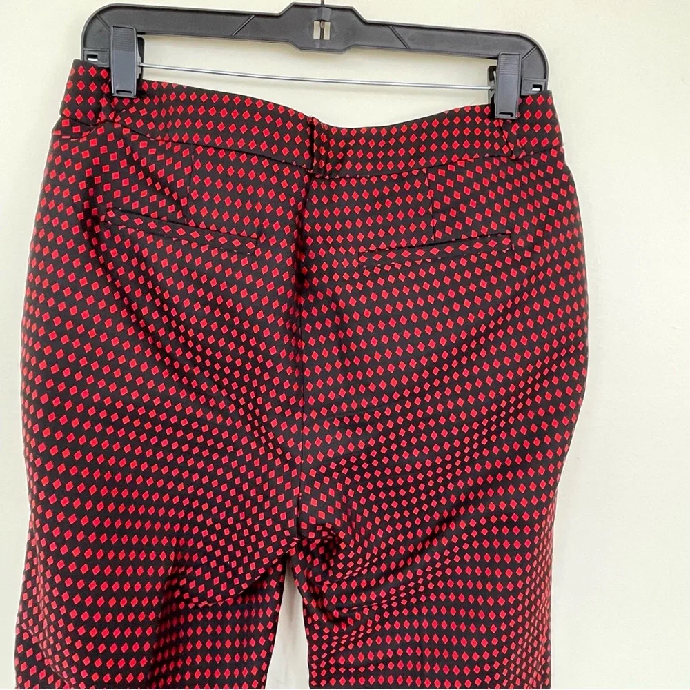 Kate Spade Avery Print Jacquard Pleated Red Back Diamond Crop Pants size 4